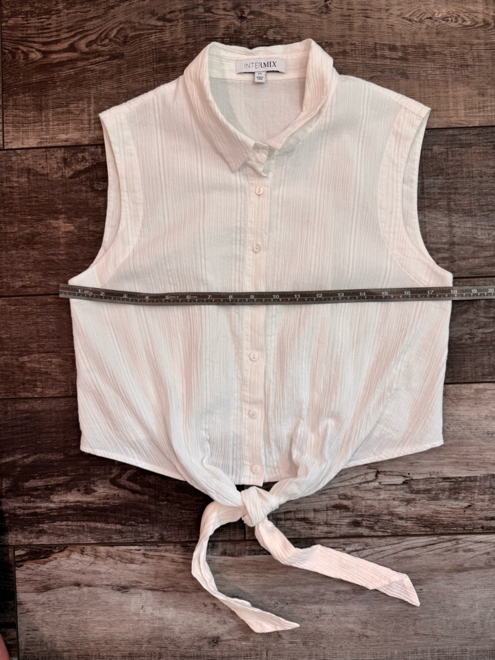 INTERMIX White Sleeveless Tie-Front Button Down Shirt Size M - Picture 6 of 7